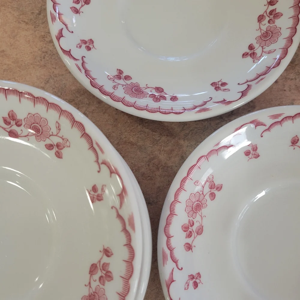 Shenango China Chardon Rose Saucers (5) ~ Vintage 1950s ~ Restaurant Ware ~ GUC